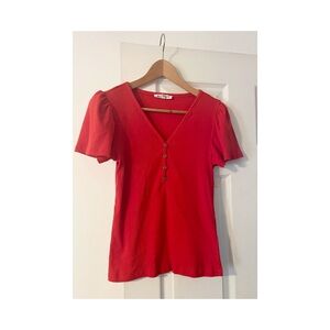 Workshop Republic Clothing Red Puff Sleeve Blouse